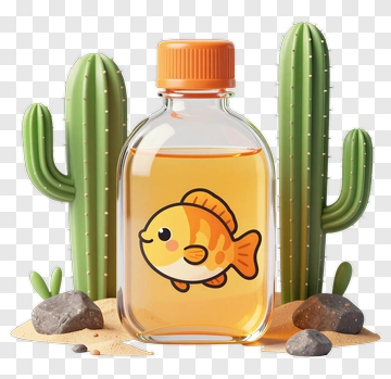 Cartoon Fish In A Bottle With Cacti PNG