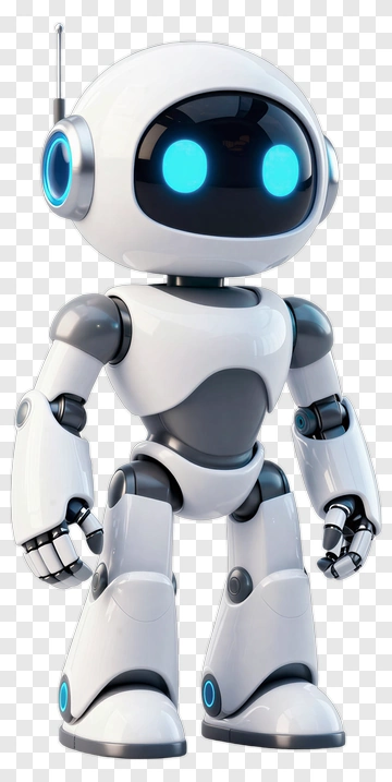 3D Robot With Blue Eyes PNG