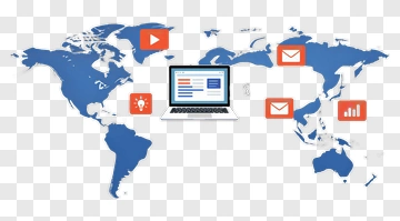 Global Network With Laptop And Communication Icons PNG