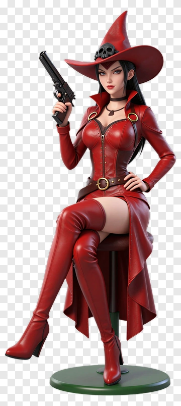 Cartoon Witch Holding A Gun PNG