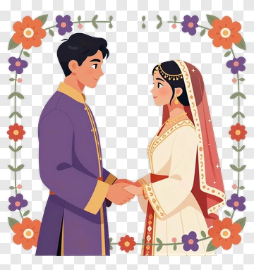 Couple Holding Hands In Traditional Wedding Attire PNG