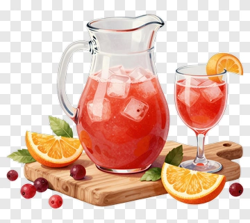Refreshing Fruit Punch In A Pitcher And Glass PNG