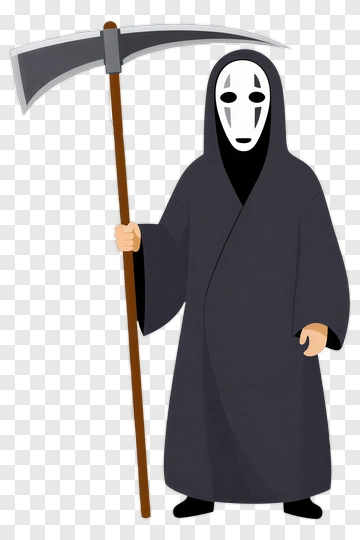 Cartoon Grim Reaper Holding A Scythe PNG