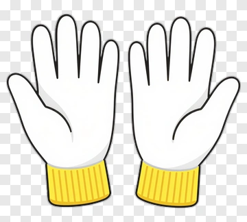 Cartoon White Gloves With Yellow Cuffs PNG