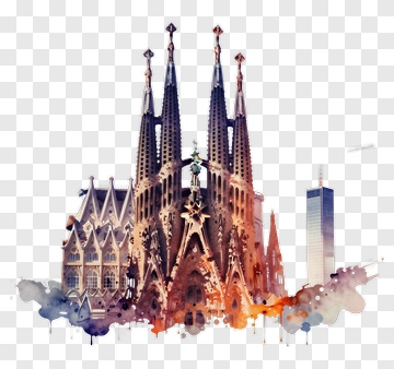 Watercolor Sagrada Familia Cathedral PNG