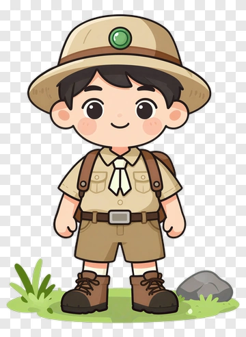 Cartoon Boy Scout In A Nature Setting PNG