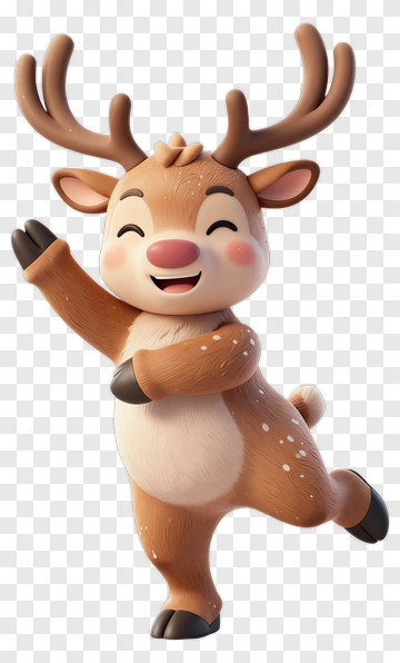 Cartoon Reindeer Smiling And Waving PNG