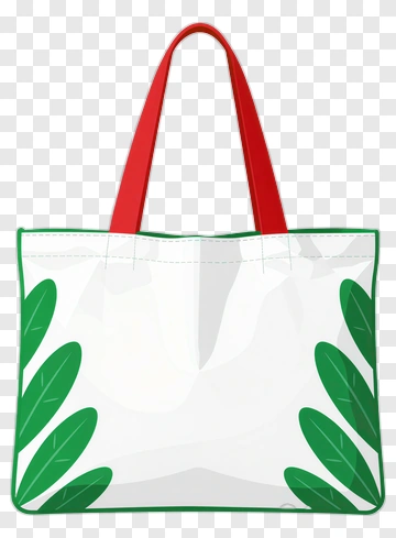 Green Leaf Pattern Tote Bag PNG