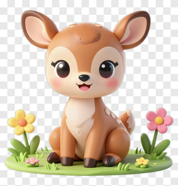 Cute Cartoon Deer With Flowers PNG