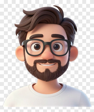 3D Cartoon Man With Glasses PNG