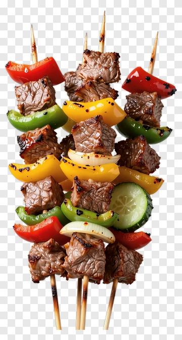 Beef Skewers With Colorful Vegetables PNG