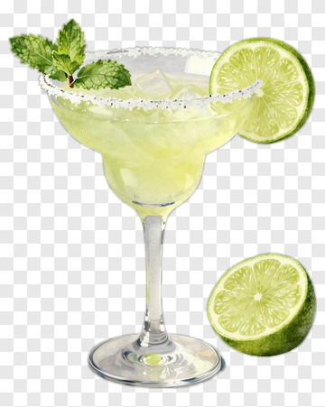 Watercolor Margarita With Lime And Mint PNG