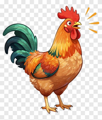 Cartoon Rooster Crowing PNG