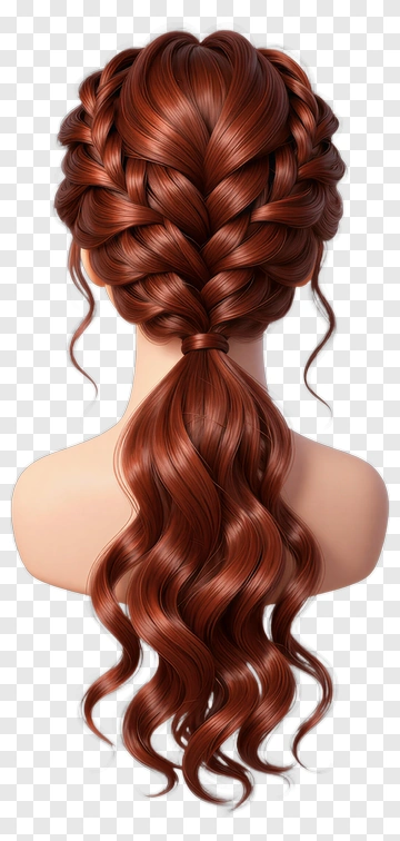 Braided Hair With Loose Waves PNG