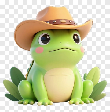 Cartoon Frog Wearing A Cowboy Hat PNG