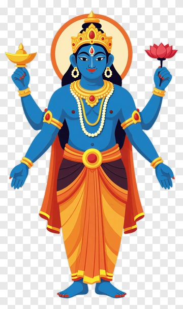 Hindu God Holding A Lotus And Lamp PNG