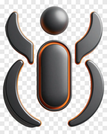 3D Abstract Shape With Orange Accents PNG