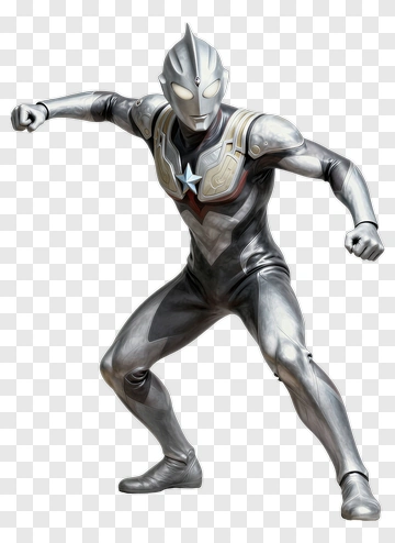 Silver Superhero In Action Pose PNG