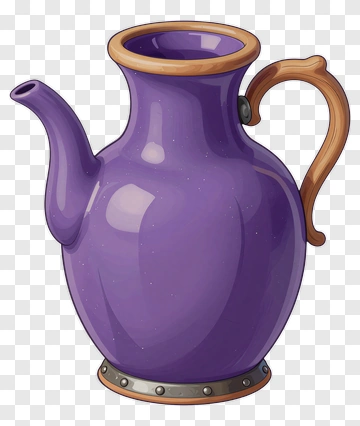 Purple Teapot With Wooden Handle PNG