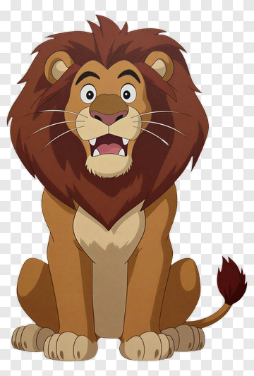 Cartoon Lion Sitting With A Happy Expression PNG
