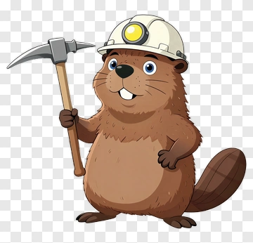 Cartoon Beaver Holding A Pickaxe PNG