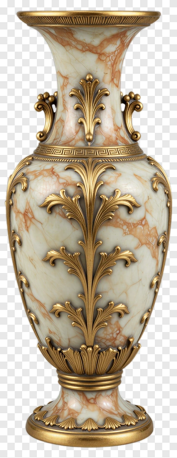 Elegant Decorative Vase With Gold Accents PNG