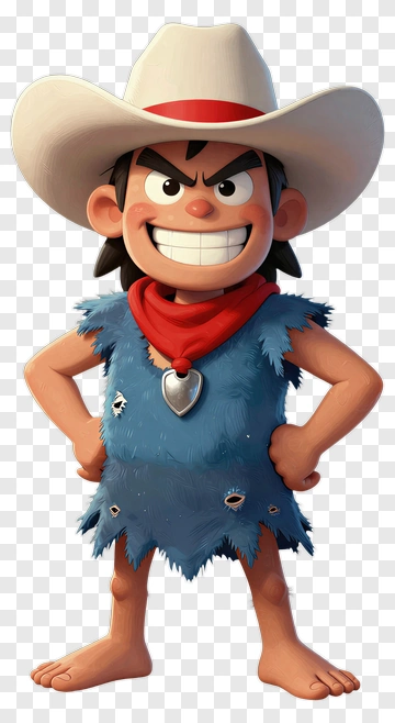 Cartoon Cowboy Character With A Big Hat PNG