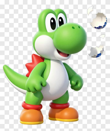 Cartoon Yoshi Character With Egg Shells PNG
