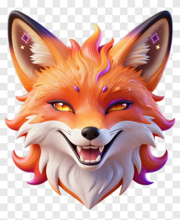 3D Fox Head With Vibrant Colors PNG