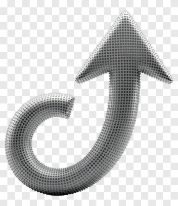 3D Silver Arrow Curving Upward PNG