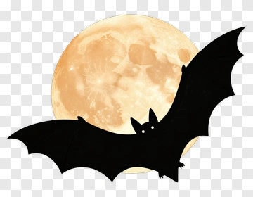 Halloween Bat Silhouetted Against A Full Moon PNG