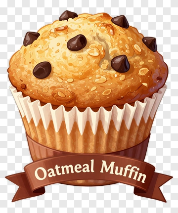Oatmeal Muffin With Chocolate Chips PNG