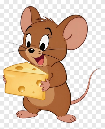 Cartoon Mouse Holding Cheese PNG