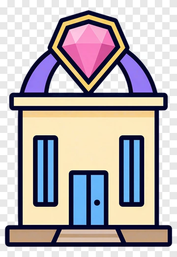 Colorful Building With Gemstone Roof PNG