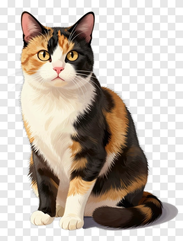 Calico Cat Sitting PNG
