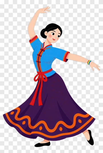 Woman Dancing In Colorful Traditional Dress PNG