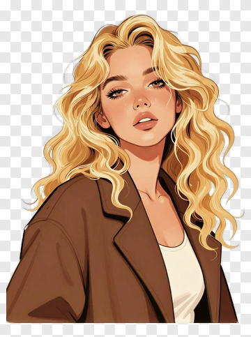 Stylish Woman With Wavy Blonde Hair PNG