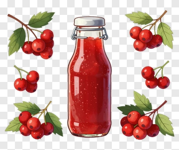 Jar Of Red Berry Jam With Fresh Berries PNG