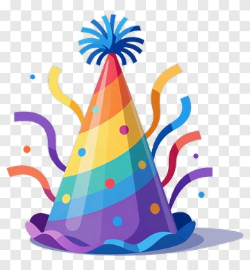 Colorful Party Hat With Streamers PNG