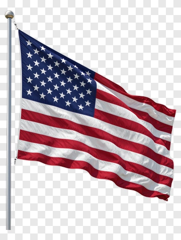 American Flag Waving On A Flagpole PNG