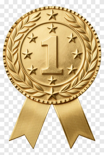 Gold Medal With Number One And Ribbon PNG