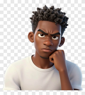 Pensive Young Man With Curly Hair PNG