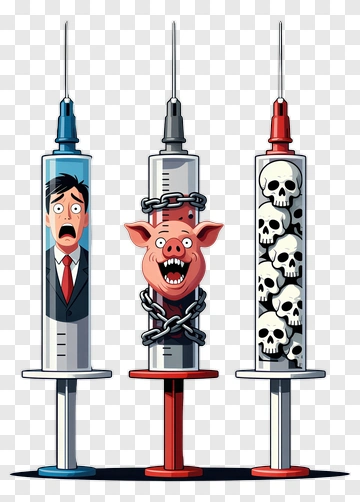 Cartoon Syringes With Various Themes PNG