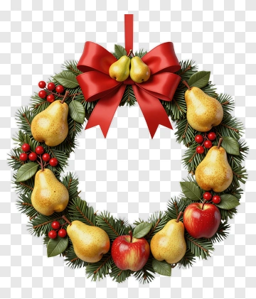 Fruit Wreath With Pears And Apples PNG