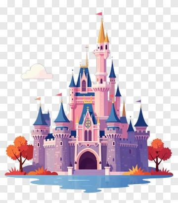 Colorful Fairy Tale Castle By The Water PNG