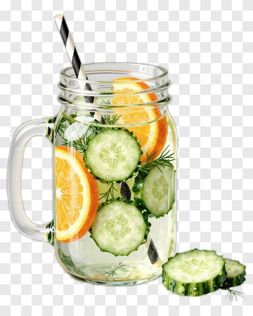 Cucumber And Orange Infused Water In A Jar PNG
