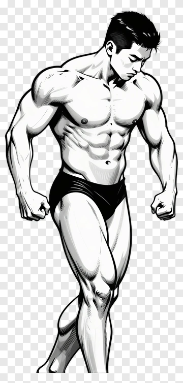 Muscular Man Posing PNG
