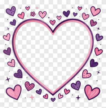 Colorful Heart Frame With Decorative Hearts PNG
