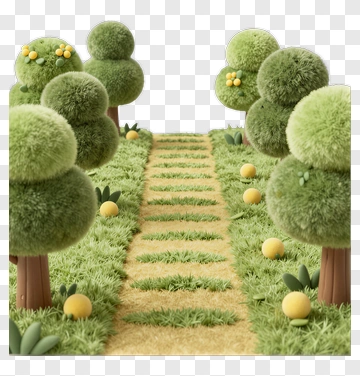 Felt Garden Pathway Surrounded By Trees PNG