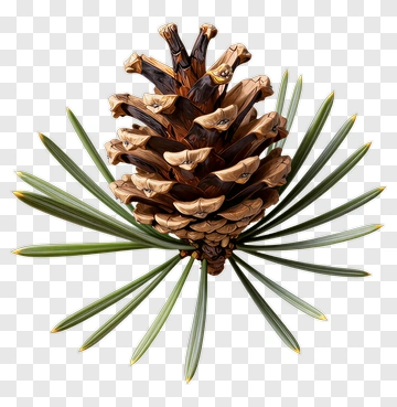 Pine Cone With Green Needles PNG